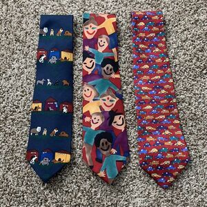 Save The Children Men’s Silk Ties Set Of 3 Preowned Condition